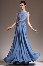 Nouveautés Jolie Dentelle Bleue Robe de Soirée