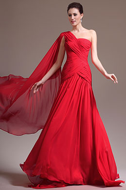 Fantastico Solo Hombro Rojo Vestido de Fiesta Largo Formal