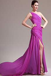 New Stylish One Shoulder High Split Evening Dress
