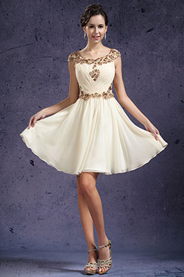 Nouveautés Plissé Chapeau Epaules Dentelle Robe de Cocktail