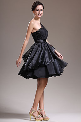 новое одно плечевое чёрное коктейльное платье