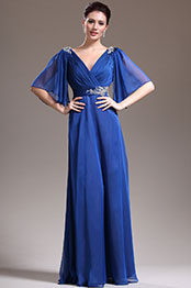 Sexy V-Ausschnitt Blau Kleid für Braut´s Mutter Sexy V-Ausschnitt Blau Kleid für Braut´s Mutter