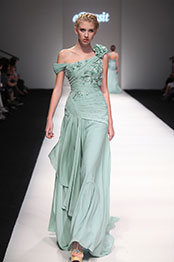 2013 S/S Fashion Show Stunning Green High Split Evening Dress Prom Gown