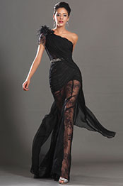 2013 S/S Fashion Show Delicate Beads Chain Black Evening Dress Prom Gown