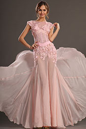 2013 S/S Fashion Show Rose Sans Manches Robe de Soirée Robe de Bal