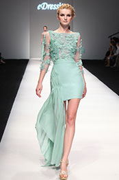 2013 S/S Fashion Show Handmade Flowers Green Cocktail Dress Party Dress