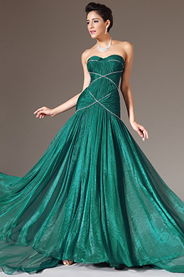 2014 Nouveauté Verte Sans Bretelles Cœur Robe de Soirée/ Longue