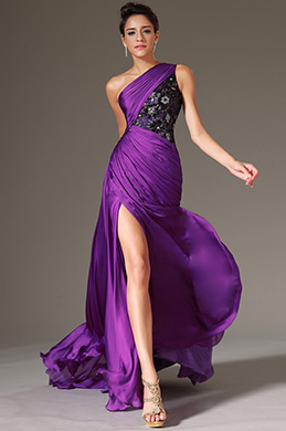 2014 Novedad Morado Solo Hombro Corpiño de Encaje Vestido de Fiesta Largo 2014 Novedad Morado Solo Hombro Corpiño de Encaje Vestido de Fiesta Largo