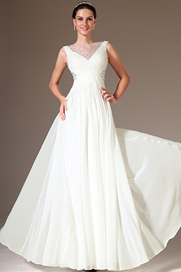 2014 Nouveauté Perles A-Ligne Robe de Mariée