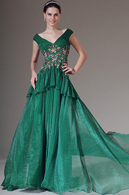 2014 Nouveauté Vert V-Col Sans Manches Robe de Soirée 2014 Nouveauté Vert V-Col Sans Manches Robe de Soirée