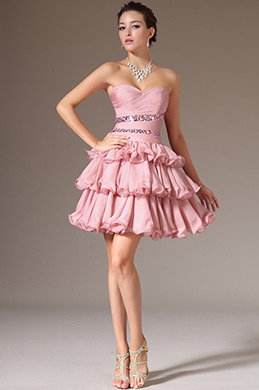 2014 Nouveauté Sans Bretelles Coeur Couches Robe de Bal/ Courte