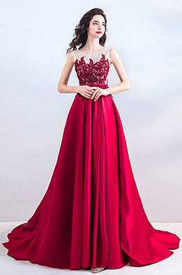 New Red Elegant Emboridery Beads Formal Dress