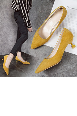 Women Chic Kitten Heels Closed Toe Shoes