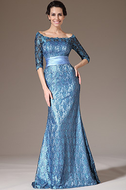 Off-Shoulder Half-Sleeves Lace Formal Gown Off-Shoulder Half-Sleeves Lace Formal Gown