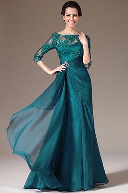 Green Lace Top Half Sleeves Mother of the Bride Dress Green Lace Top Half Sleeves Mother of the Bride Dress