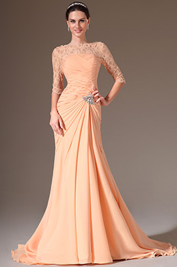 2014 Neu Orange Spitze Oben Halbe Ärmel Ball Prom Gown 2014 Neu Orange Spitze Oben Halbe Ärmel Ball Prom Gown