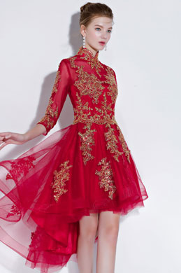 Sexy Red High Neck Short Party Ball Dress
