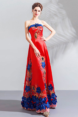 Sexy Red Corset Embroidery Stylish Party Ball Dress