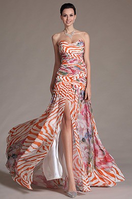 2014 Nouveauté Sexy Sans Bretelle Fente Haute Robe de Soirée