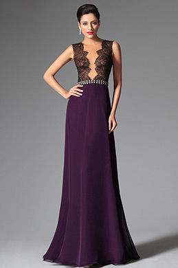 2014 Neu Sexy Schwarz Spitze Lila Kleid Formales Abendkleid 2014 Neu Sexy Schwarz Spitze Lila Kleid Formales Abendkleid