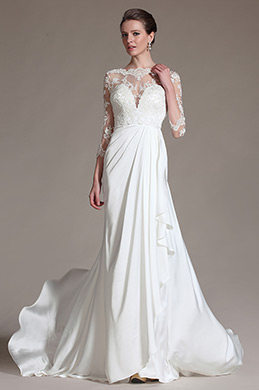 Romantic Sheer Top Lace Wedding Dress
