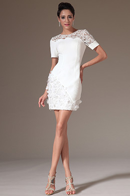 2014 Nouveauté Overlace Jacquard Blanche Robe de Cocktail/Journée 2014 Nouveauté Overlace Jacquard Blanche Robe de Cocktail/Journée