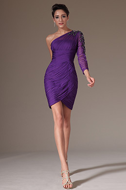Purple One Sleeve Cocktail Dress Party Dress Purple One Sleeve Cocktail Dress Party Dress