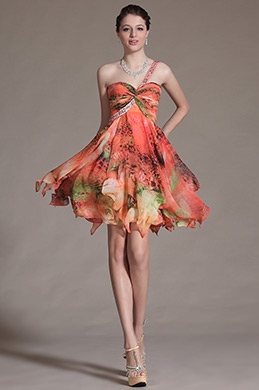 Printed Sweetheart Knee Length Party/Cocktail Dress