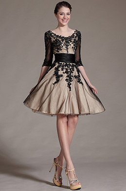 Black Lace Decoration Cocktail Dress Party Dress