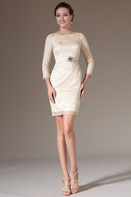 Simple Overlace Sleeves Mother of the Bride Dress