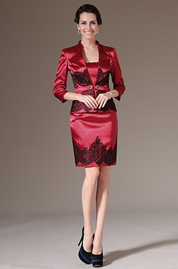 Two-Piece Red Day Dress Mother of the Bride Dress