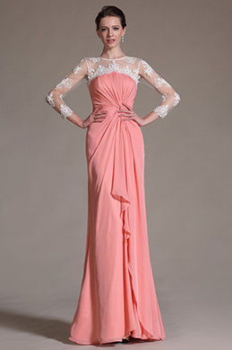 Sheer Top Overlace Mother of the Bride Dress