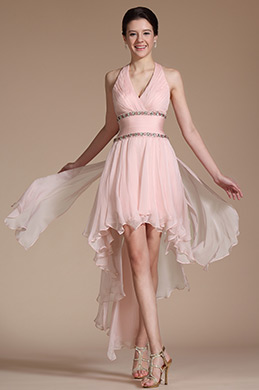 2014 Nouveauté Rose Halter Perles Robe de Cocktail 2014 Nouveauté Rose Halter Perles Robe de Cocktail