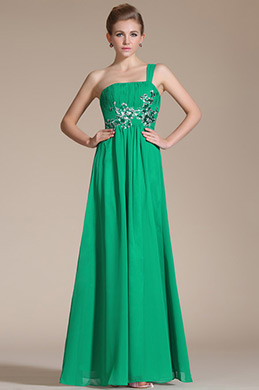 Adorable Green Embroidery One Shoulder Evening Dress Adorable Green Embroidery One Shoulder Evening Dress