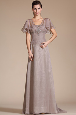 Grey Short Sleeves Beadings Evening Dress/ Mother of the Bride Dress Grey Short Sleeves Beadings Evening Dress/ Mother of the Bride Dress