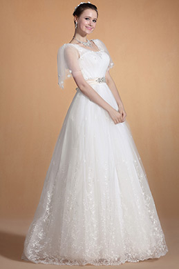 2014 Nouveauté Adorable Manches Transparentes Robe de Mariée