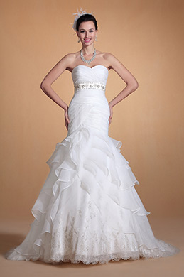2014 Neu Süssausschnitt Empire Tailelinie Gefaltet Mermaid Hochzeit Kleid