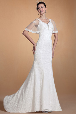 2014 Nouveauté Magnifique Dentelle Festonnée Sirène Robe de Mariée