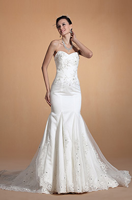 2014 Novedad con Estilo Corazon Listones sirena Real tren vestido de boda