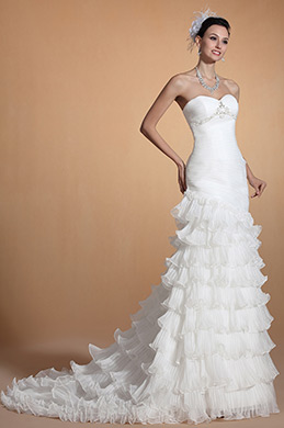 Chic Sweetheart Mermaid Layers Skirt Wedding Gown