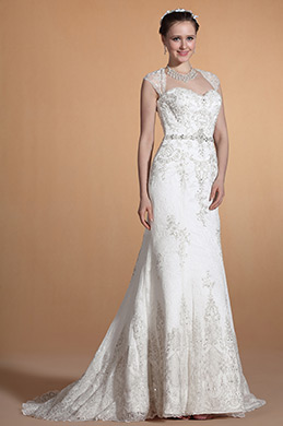 Graceful Detachable Straps Sweetheart Wedding Gown
