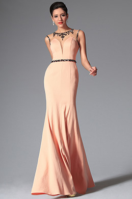 2014 Neu Rund Ausschnitt Ärmellos Abendkleid Ballkleid