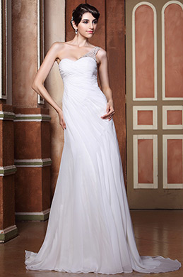 Robe de mariée asymétrique drapée strassée sexy et élégante Robe de mariée asymétrique drapée strassée sexy et élégante