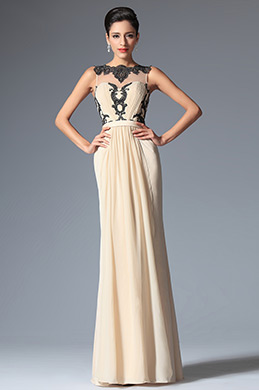 Champagne Sleeveless Pleated Evening Dress Champagne Sleeveless Pleated Evening Dress
