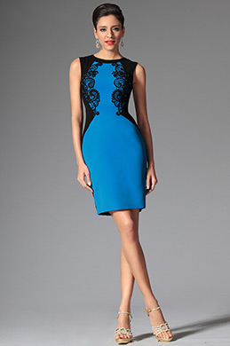 2014 Neu Blau Ärmel Tag Kleid Formal Kleid