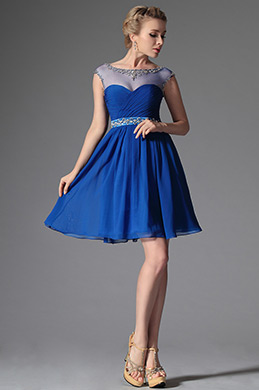 2014 Neu  Blau Tülle Oben Steine Cocktail Kleid  Party Kleid