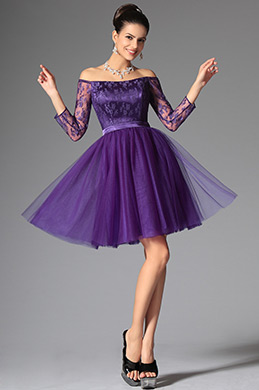Purple Lovely Off Shoulder Cocktail Dress Party Dress