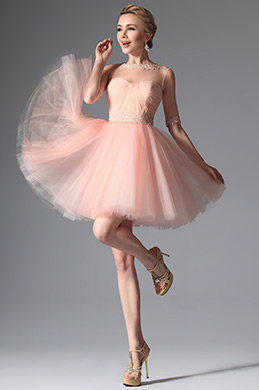 Pink Elegant Sleeves Cocktail Dress Bridesmaid Dress