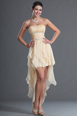 Sans Bretelles Robe Mini Robe de Cocktail Beige