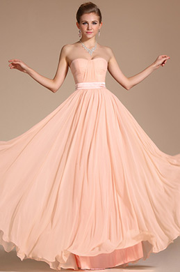 Simple Elegant Light Pink Strapless Evening Dress Bridesmaid Dress